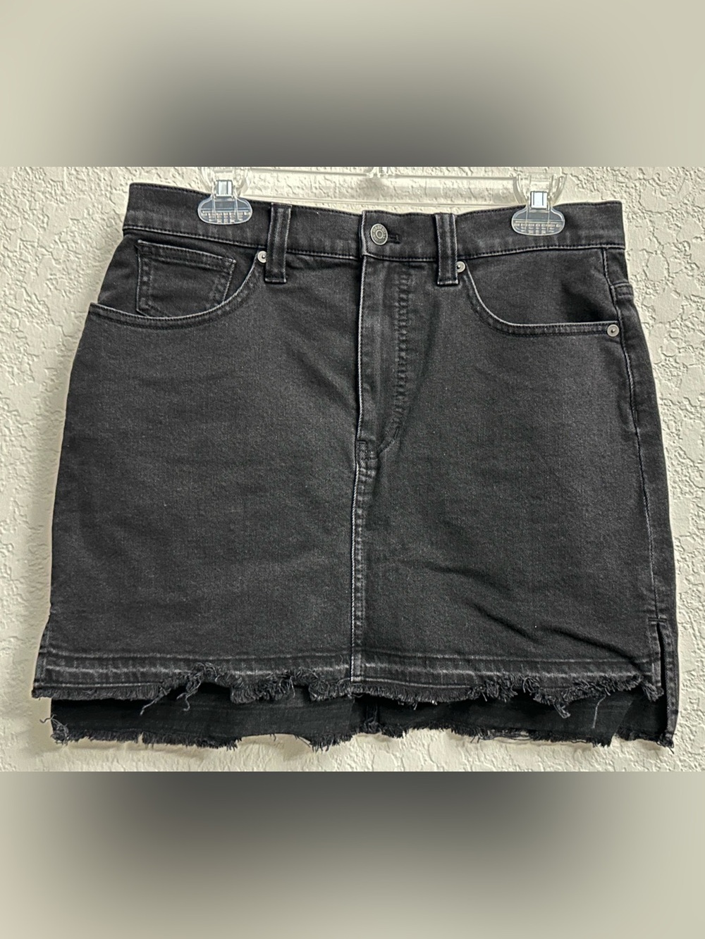 Madewell Black Denim Mini Skirt Frayed Hem Womens Size 29